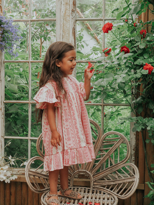 FLIINK ADDIE DRESS DRESS CLOUD DANCER PINK STRIPE