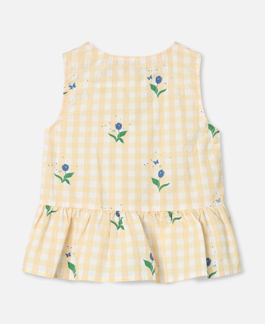 FLIINK AGNES FLOWER SS TOP SINGLET SUNLIGHT FLOWER AOP