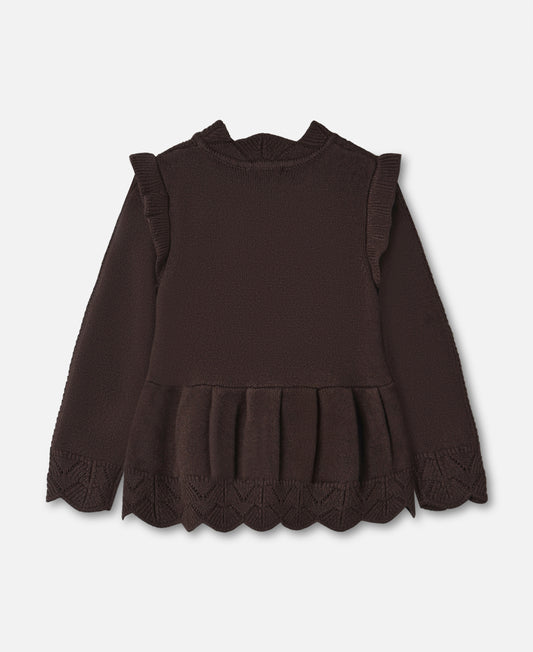 FLIINK ALILLY PEPLUM PULLOVER BLOUSE COFFEE BEAN