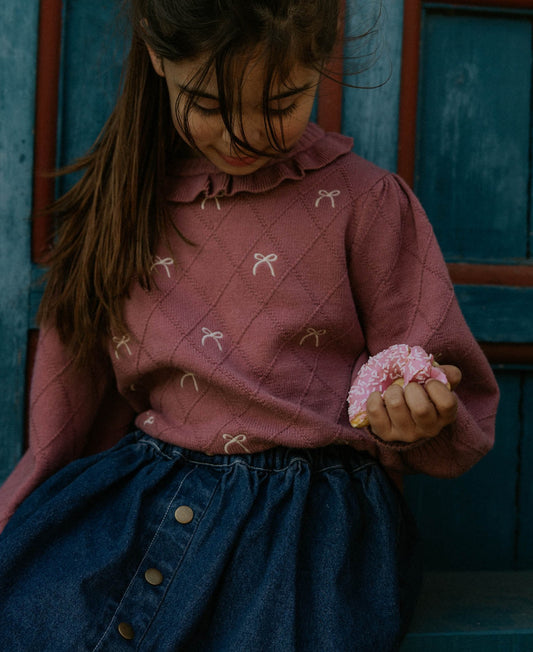 FLIINK ALON BOW BLOUSE BLOUSE ASH ROSE