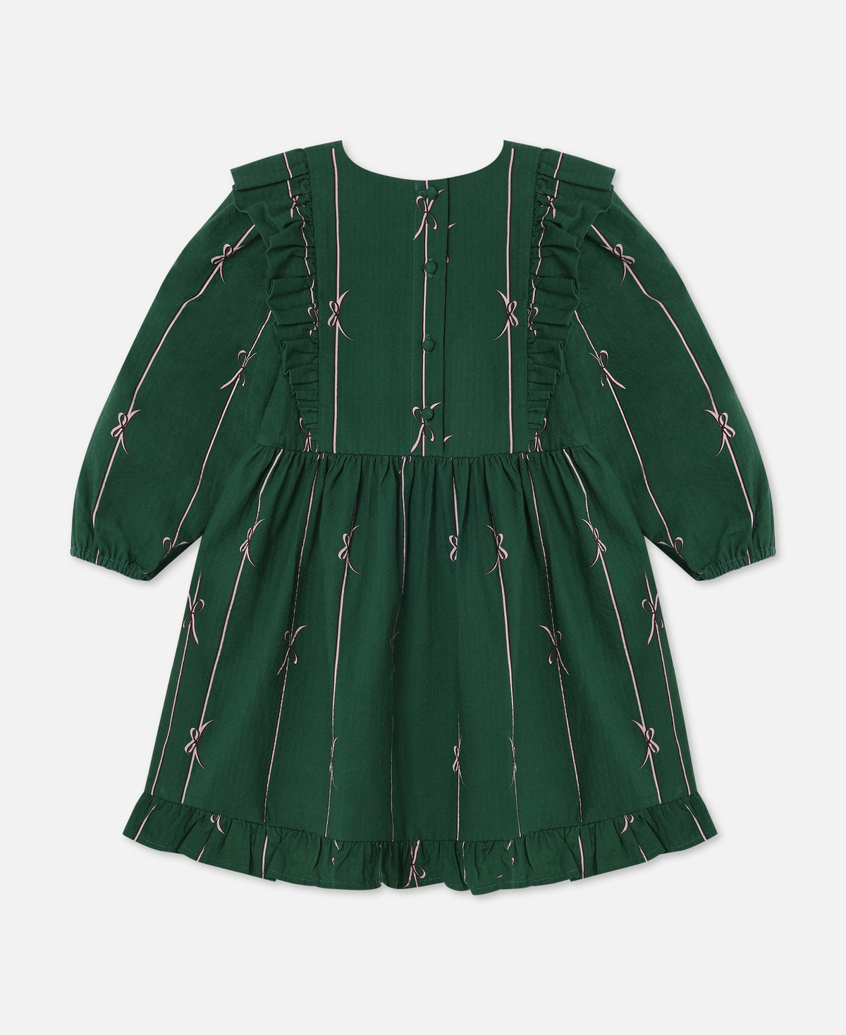 FLIINK BOWIE LS DRESS DRESS HUNTER GREEN BOW AOP