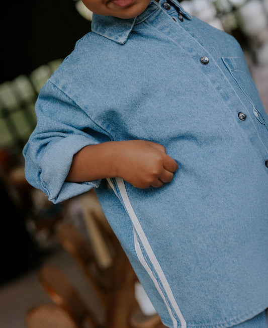 FLIINK DONNY LS SHIRT SHIRT MEDIUM DENIM BLUE