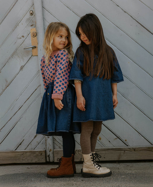 FLIINK DON DENIM SS DRESS DRESS DARK DENIM BLUE