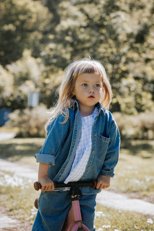 FLIINK DON LS SHIRT SHIRT LIGHT DENIM BLUE