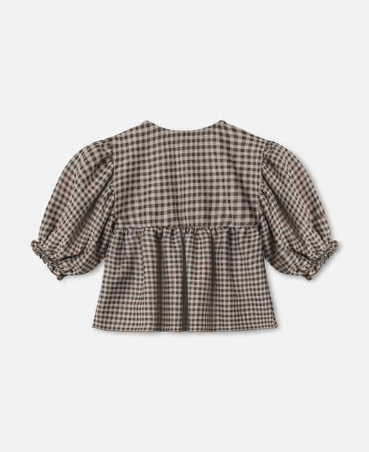 FLIINK ELLA BLOUSE BLOUSE SANDSHELL / COFFEE BEAN
