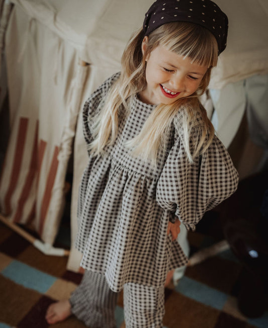 FLIINK ELLA BLOUSE BLOUSE SANDSHELL / COFFEE BEAN