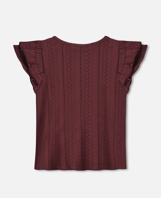 FLIINK GABBY SS BLOUSE T-SHIRT BURGENDY