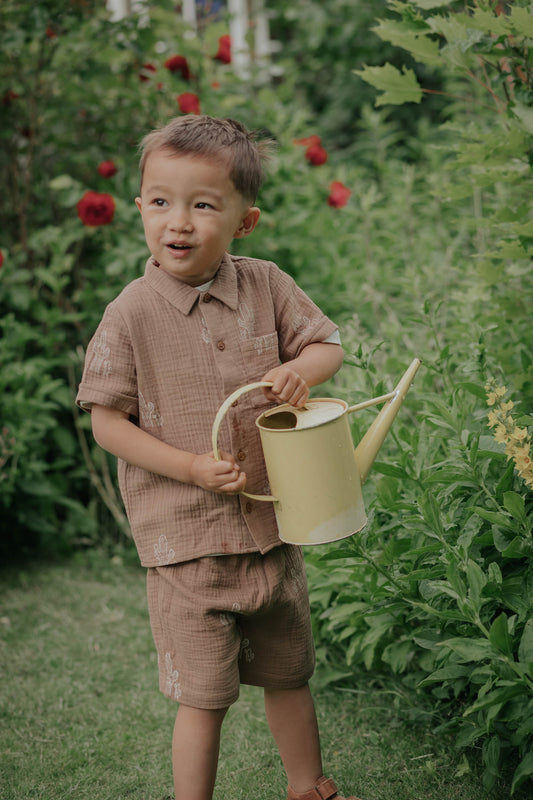 FLIINK HELLO SS SHIRT SHIRT PINE BARK CACTUS AOP