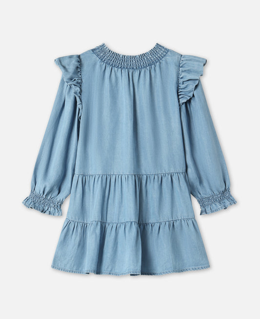 FLIINK HURLUM LS DRESS DRESS LIGHT DENIM BLUE