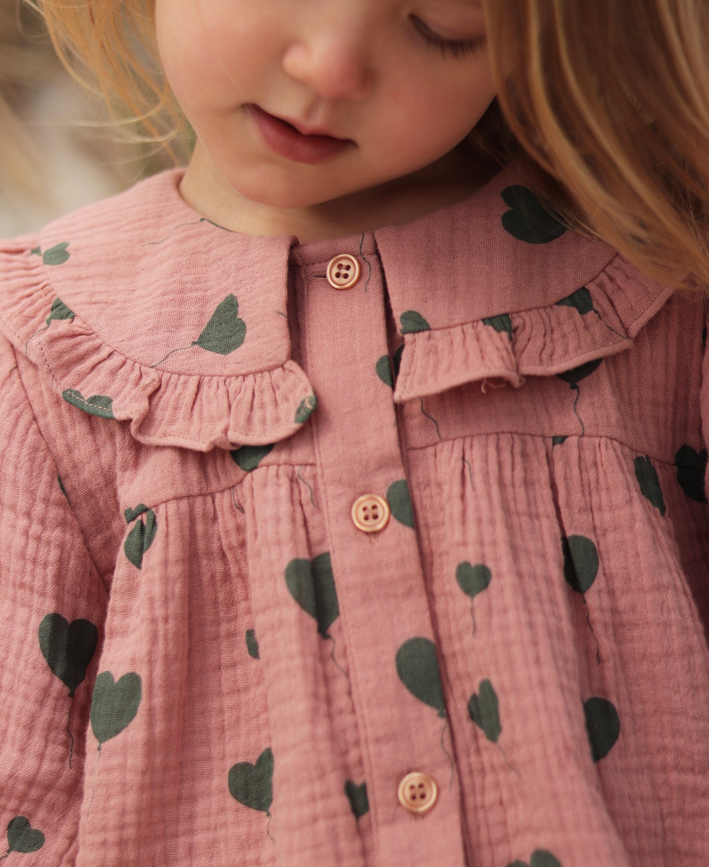 FLIINK LOVE LS BLOUSE BLOUSE ASH ROSE AOP