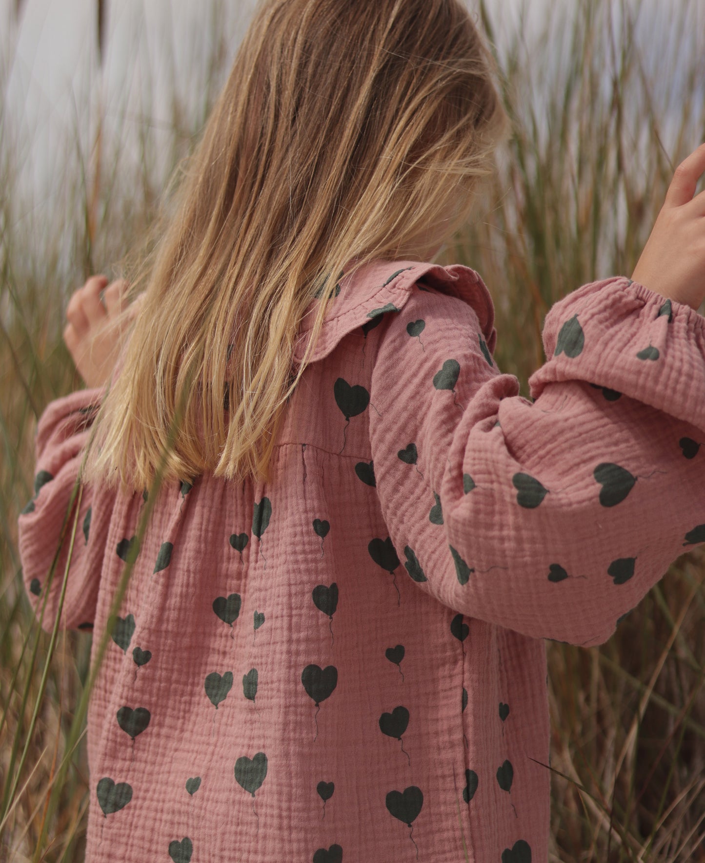 FLIINK LOVE LS BLOUSE BLOUSE ASH ROSE AOP
