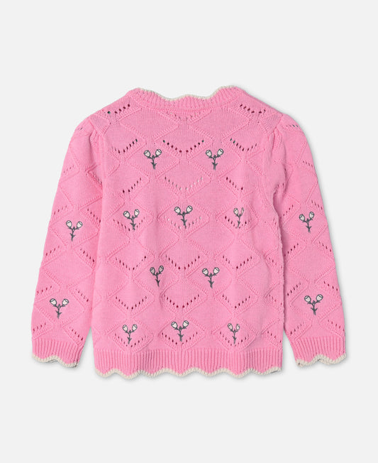 FLIINK MELA FLOWER CARDIGAN CARDIGAN BEGONIA PINK