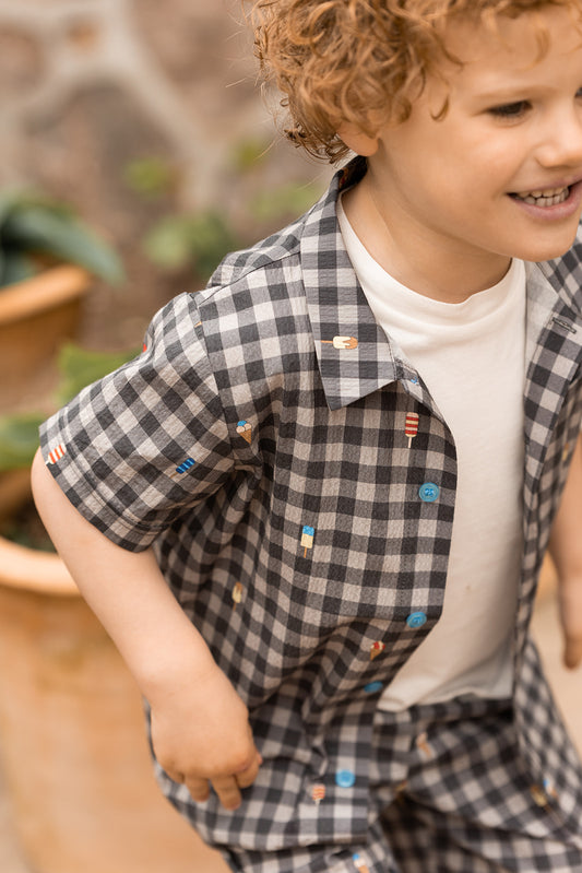 FLIINK POLAR SHIRT SHIRT MAGNET CHECK AOP