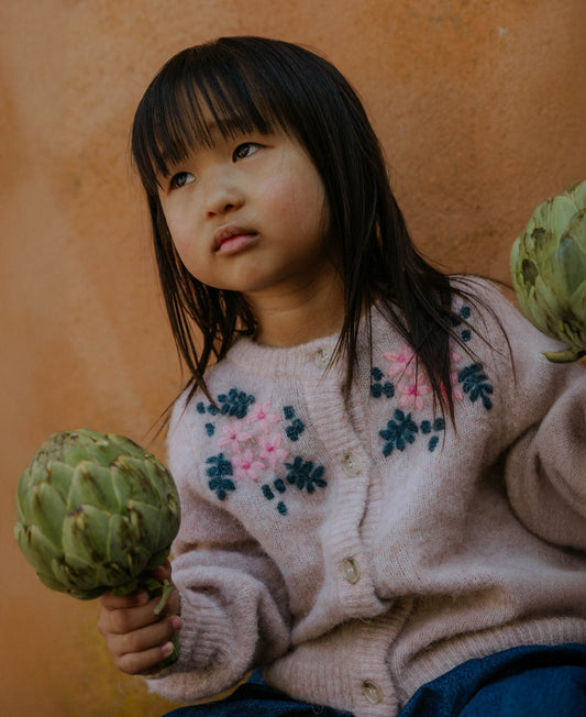FLIINK STAR ALPACA EMBROIDERED CARDIGAN CARDIGAN PEACH WHIP