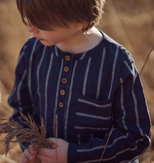 FLIINK VIRA LS SHIRT SHIRT INSIGNIA BLUE / SANDSHELL