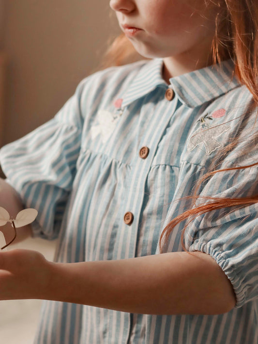 FLIINK VIRA SS DRESS DRESS DREAM BLUE/ CLOUD DANCER