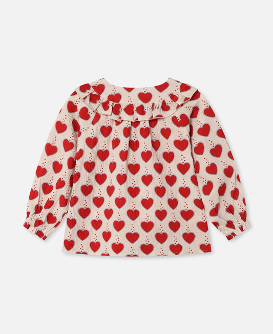 FLIINK WINTER HEART BLOUSE BLOUSE SANDSHELL AOP