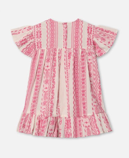FLIINK ADDIE DRESS DRESS CLOUD DANCER PINK STRIPE