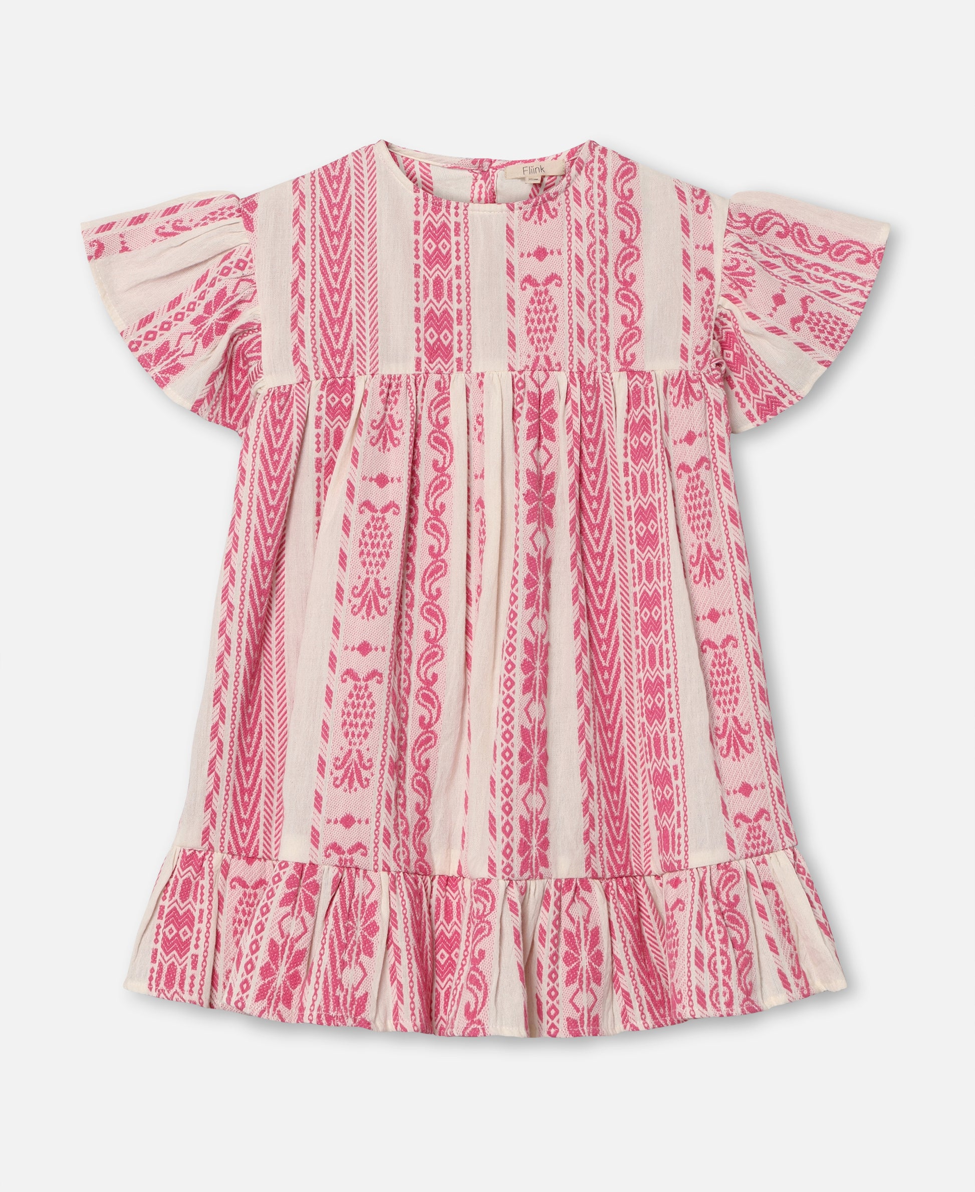 FLIINK ADDIE DRESS DRESS CLOUD DANCER PINK STRIPE