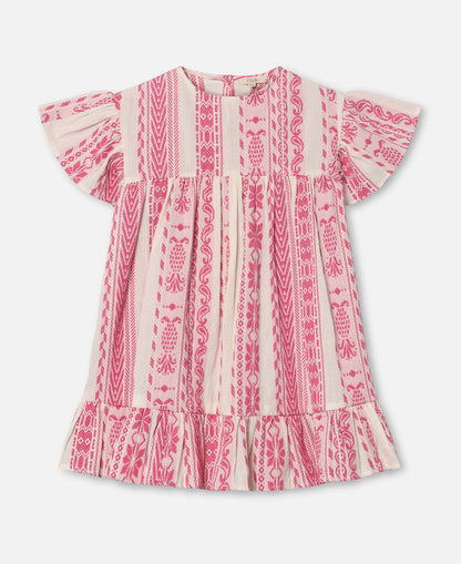 FLIINK ADDIE DRESS DRESS CLOUD DANCER PINK STRIPE