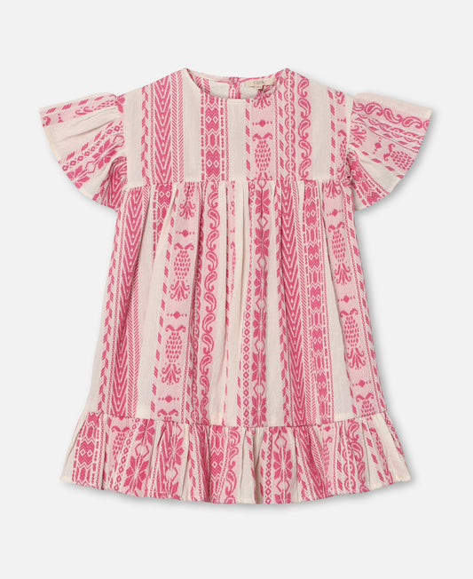 FLIINK ADDIE DRESS DRESS CLOUD DANCER PINK STRIPE