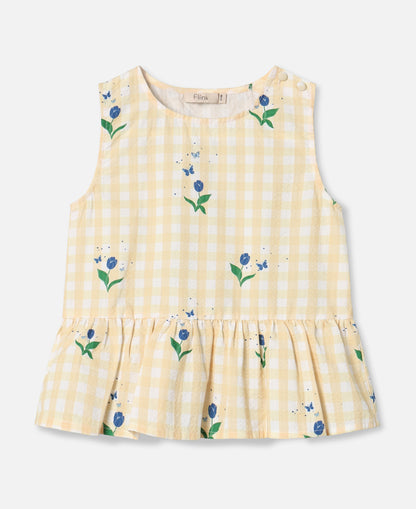 FLIINK AGNES FLOWER SS TOP SINGLET SUNLIGHT FLOWER AOP