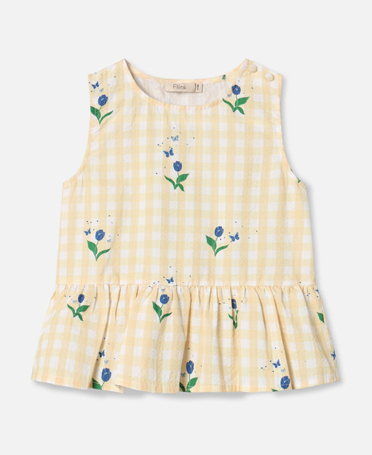 FLIINK AGNES FLOWER SS TOP SINGLET SUNLIGHT FLOWER AOP