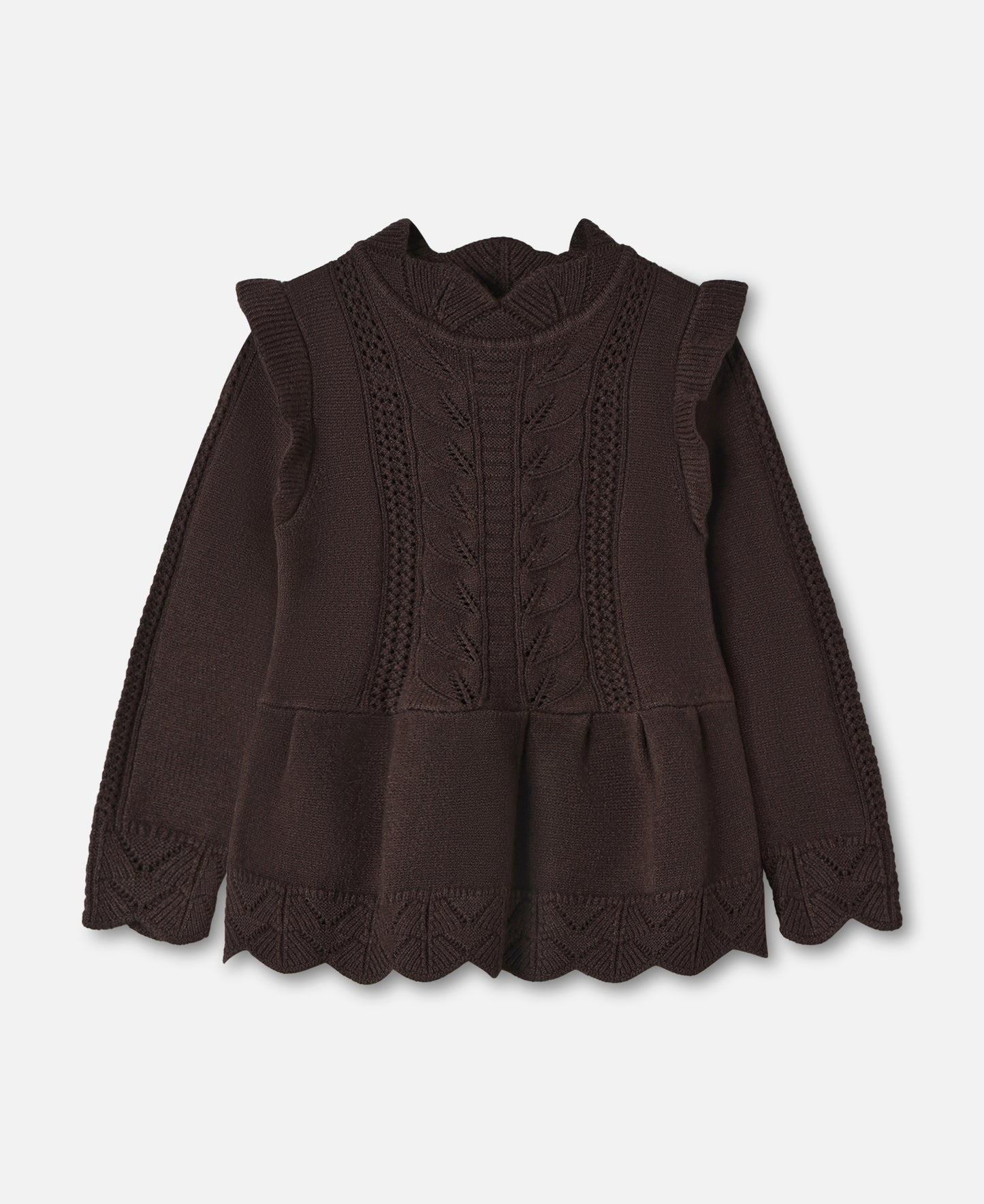 FLIINK ALILLY PEPLUM PULLOVER BLOUSE COFFEE BEAN