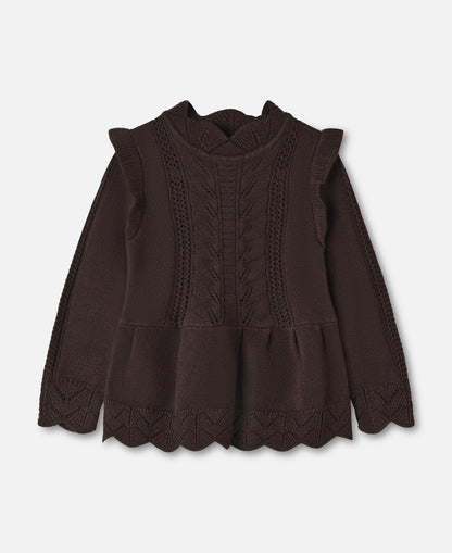 FLIINK ALILLY PEPLUM PULLOVER BLOUSE COFFEE BEAN