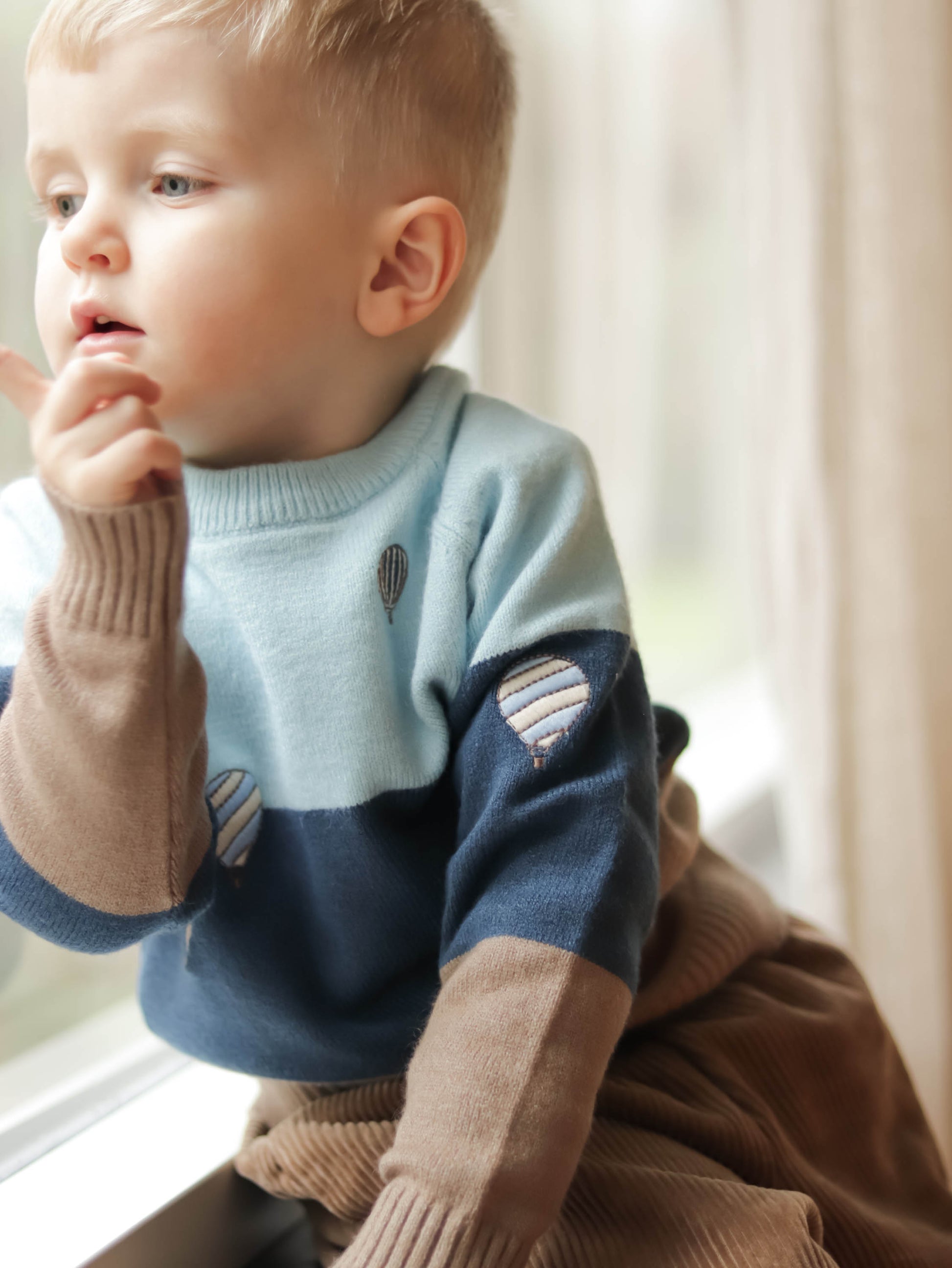 FLIINK ALON BALLOON PULLOVER PULLOVER BLUE / SANDSHELL STRIPE