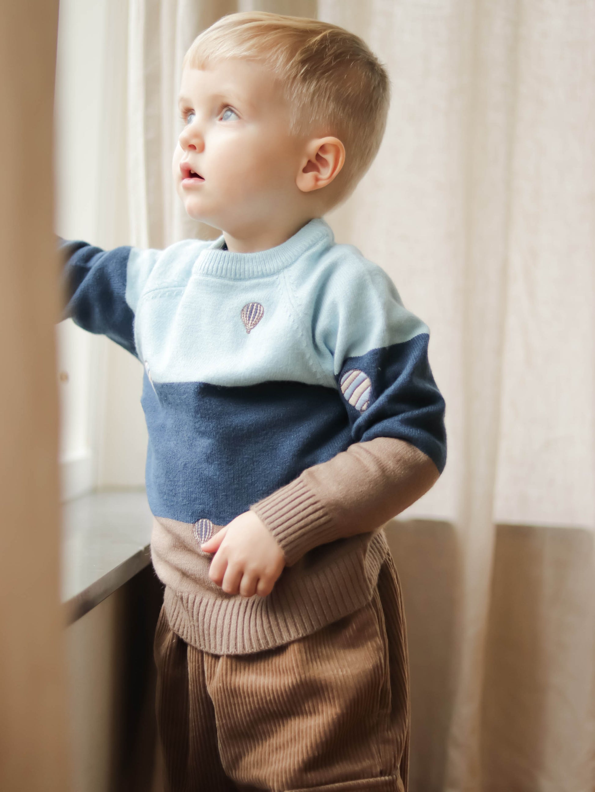 FLIINK ALON BALLOON PULLOVER PULLOVER BLUE / SANDSHELL STRIPE