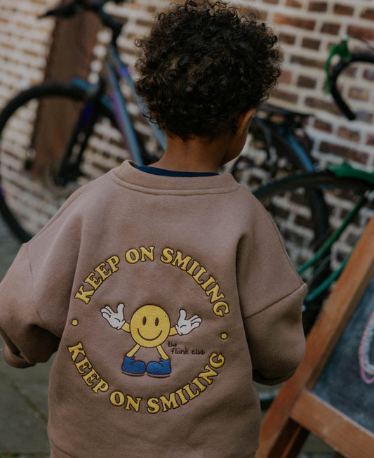 FLIINK ALVIN LS SMILEY SWEATSHIRT PULLOVER PINE BARK