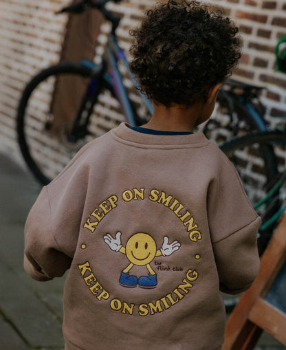 FLIINK ALVIN LS SMILEY SWEATSHIRT PULLOVER PINE BARK