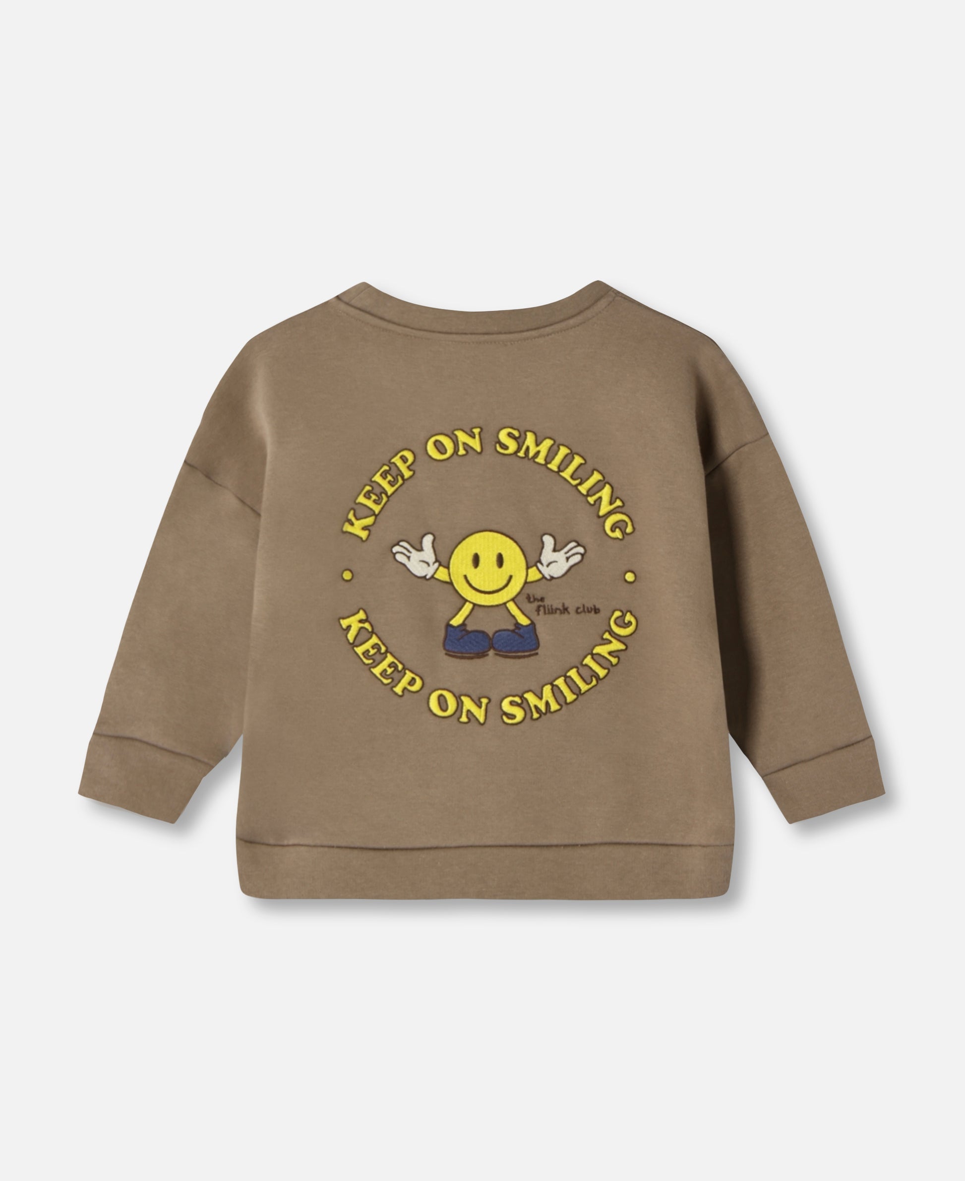 FLIINK ALVIN LS SMILEY SWEATSHIRT PULLOVER PINE BARK