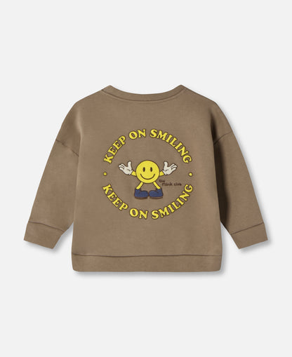 FLIINK ALVIN LS SMILEY SWEATSHIRT PULLOVER PINE BARK