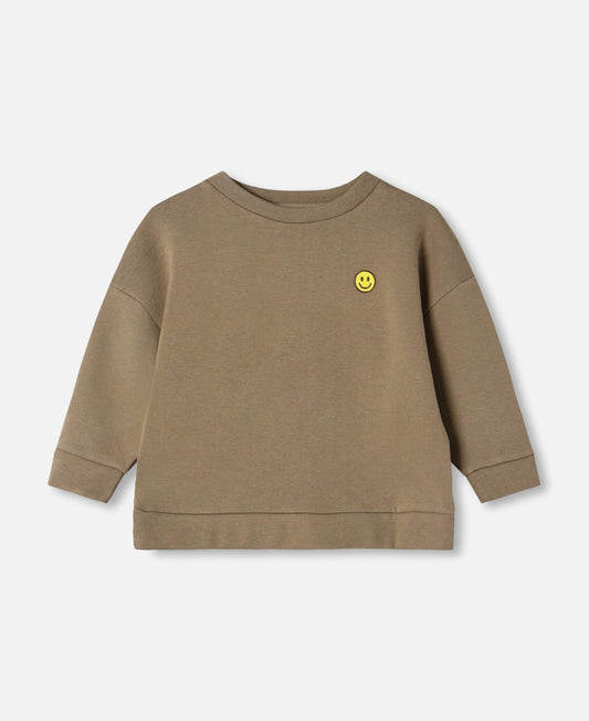 FLIINK ALVIN LS SMILEY SWEATSHIRT PULLOVER PINE BARK
