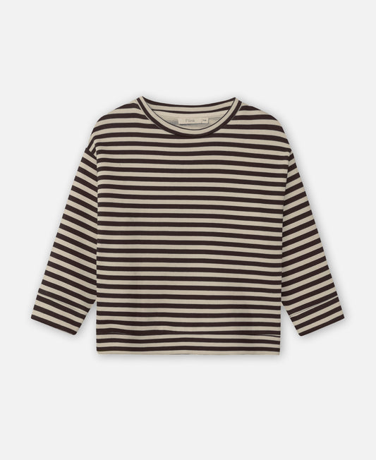 FLIINK ALVIN LS STRIPE SWEATSHIRT PULLOVER COFFEE BEAN / SANDSHELL