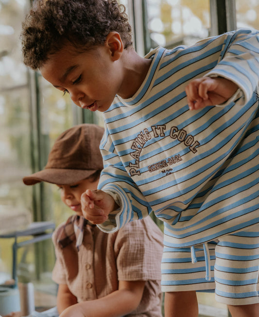 FLIINK ALVIN STRIPE SWEATSHIRT PULLOVER SANDSHELL/MARINA