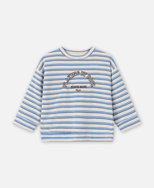 FLIINK ALVIN STRIPE SWEATSHIRT PULLOVER SANDSHELL/MARINA