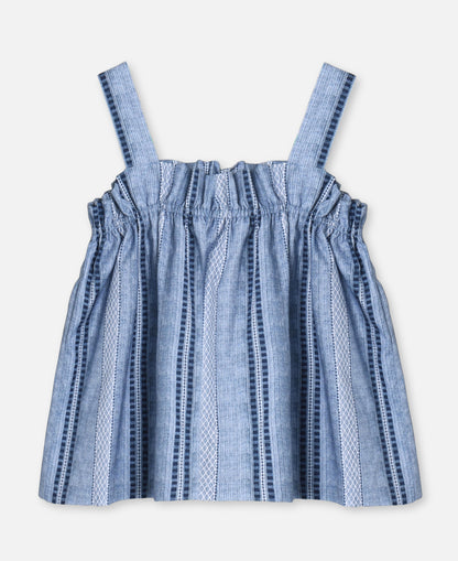 FLIINK AMIE RUFFLE TOP SINGLET NAVY