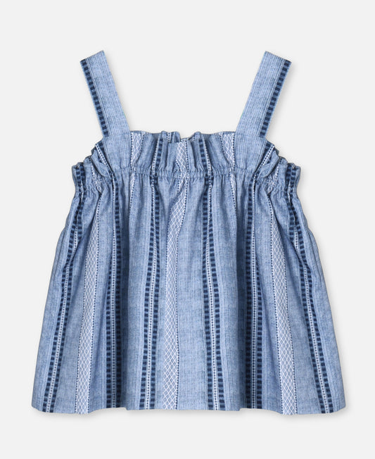 FLIINK AMIE RUFFLE TOP SINGLET NAVY