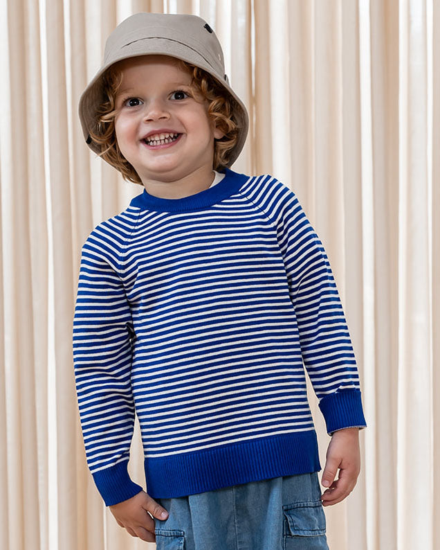 FLIINK ANCHOR STRIPE  PULLOVER PULLOVER MAZERINE BLUE CLOUD DANCER STRIPE