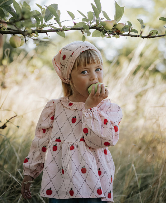 FLIINK APPLE LS BLOUSE BLOUSE PEACH WHIP AOP