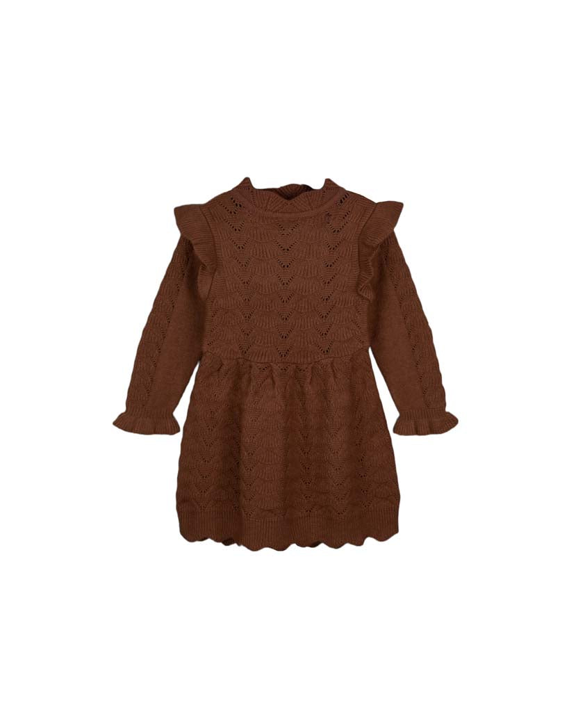 FLIINK BENNA NEW RUFFLE DRESS DRESS CAROB BROWN