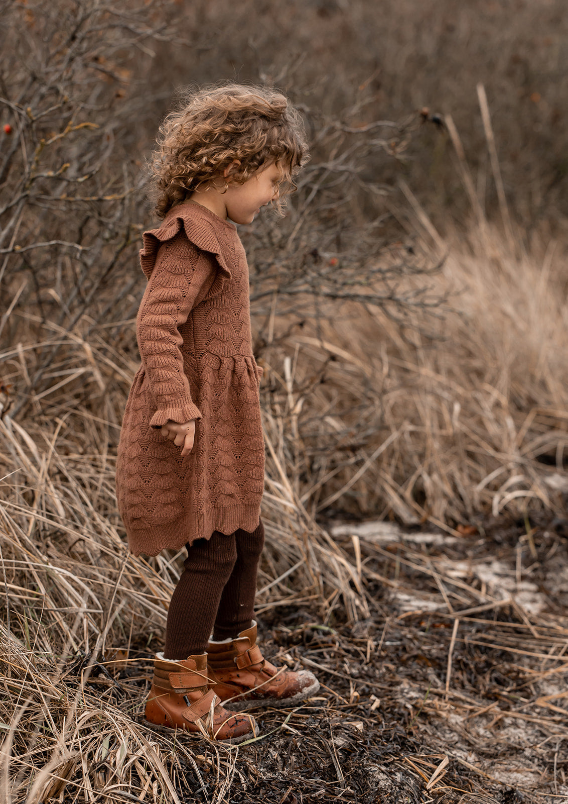 FLIINK BENNA NEW RUFFLE DRESS DRESS CAROB BROWN