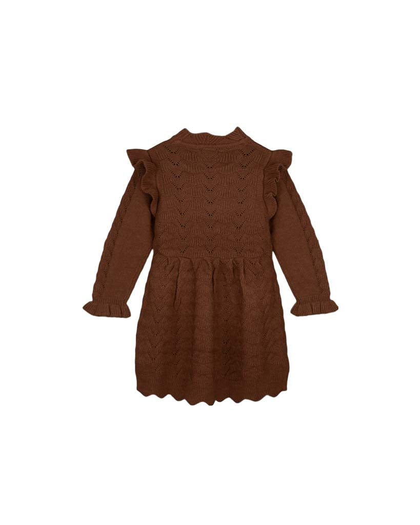 FLIINK BENNA NEW RUFFLE DRESS DRESS CAROB BROWN