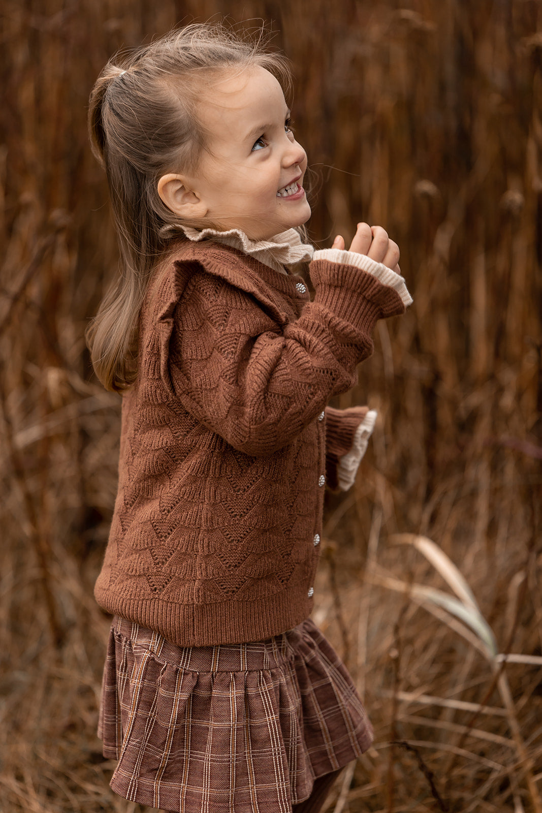 FLIINK BENNA RUFFLE CARDIGAN CARDIGAN CAROB BROWN