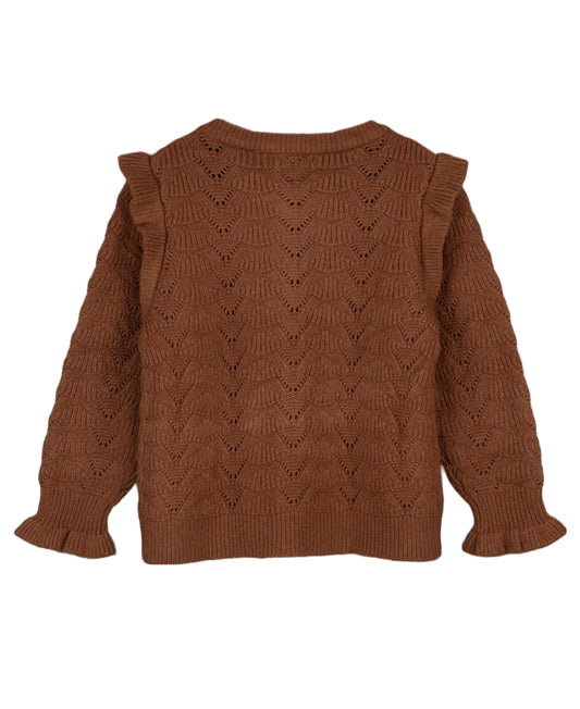 FLIINK BENNA RUFFLE CARDIGAN CARDIGAN CAROB BROWN