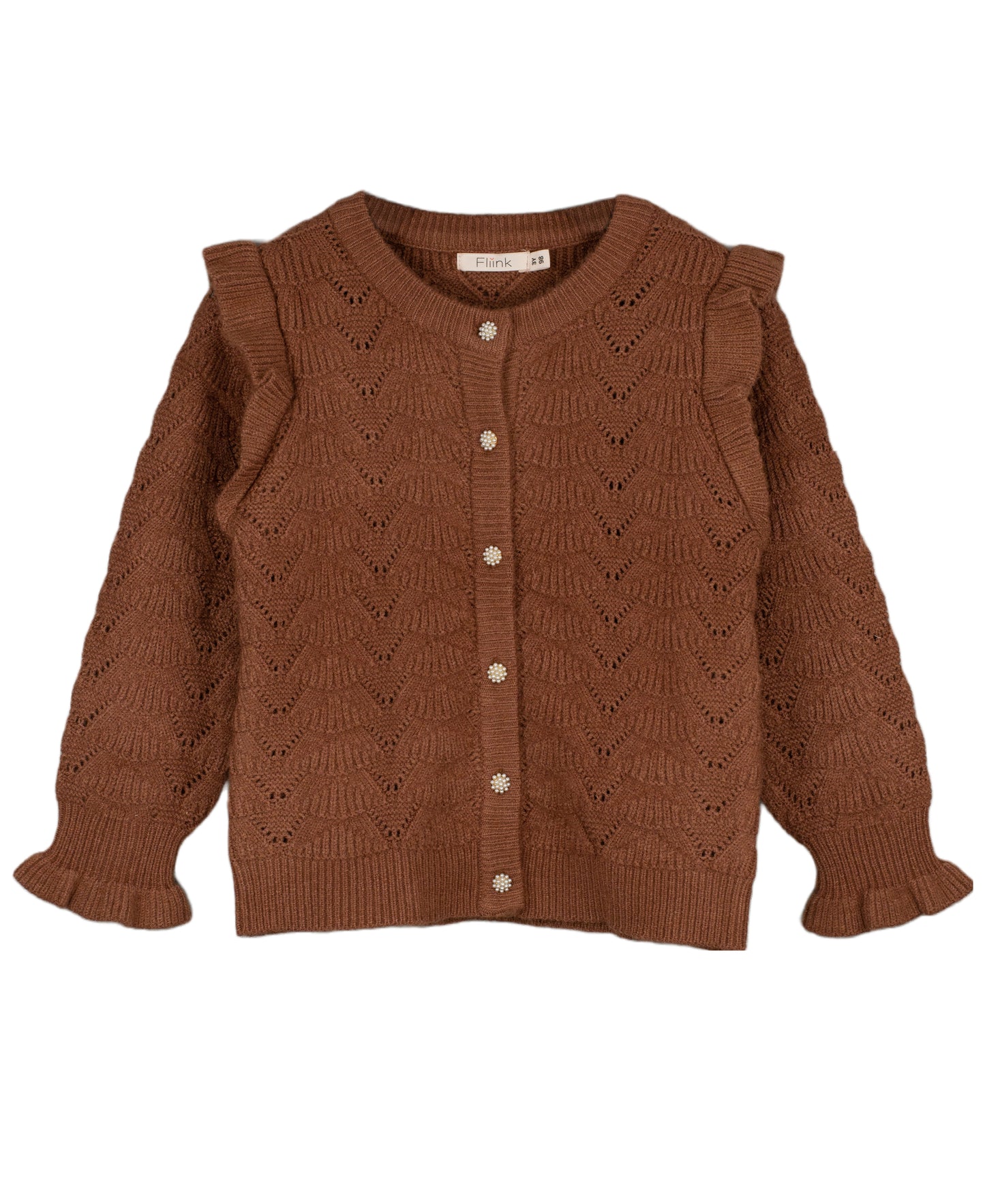 FLIINK BENNA RUFFLE CARDIGAN CARDIGAN CAROB BROWN