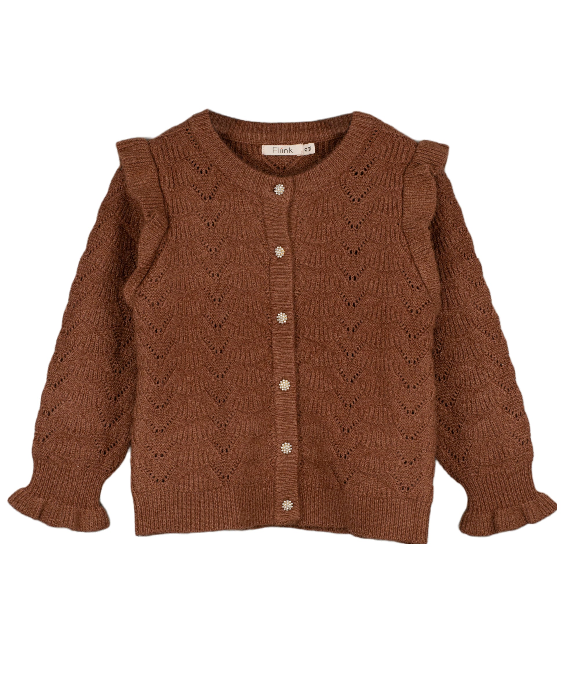 FLIINK BENNA RUFFLE CARDIGAN CARDIGAN CAROB BROWN